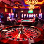 Explore the thrilling atmosphere of gambling at https://www.222bd.app/, showcasing players eagerly betting on roulette and slot machines.